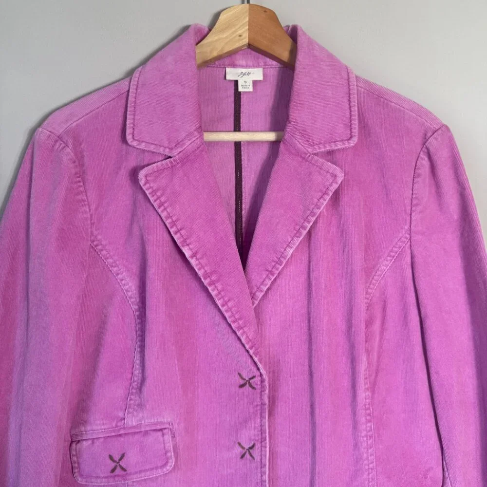 Vintage J. Jill Corduroy Blazer Jacket Women's Small Pink Classic Preppy Career - Picture 5 of 15